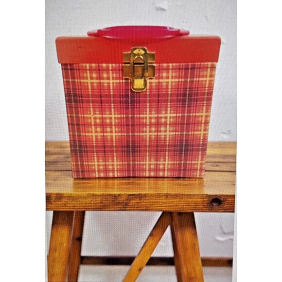 Other - Vintage 45 RPM Record Case In Red Tartan With 28 Records